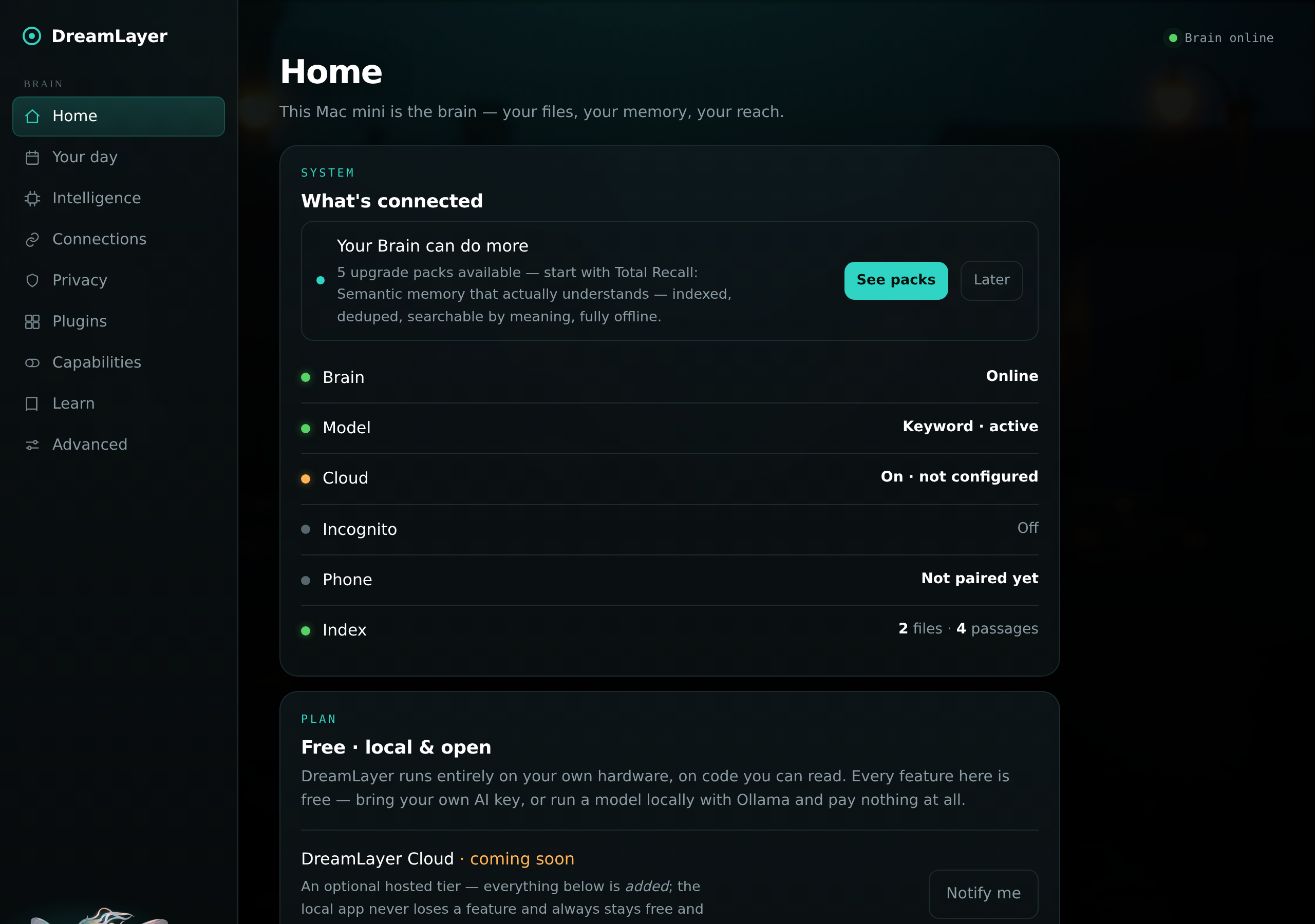 Home — what's connected, at a glance