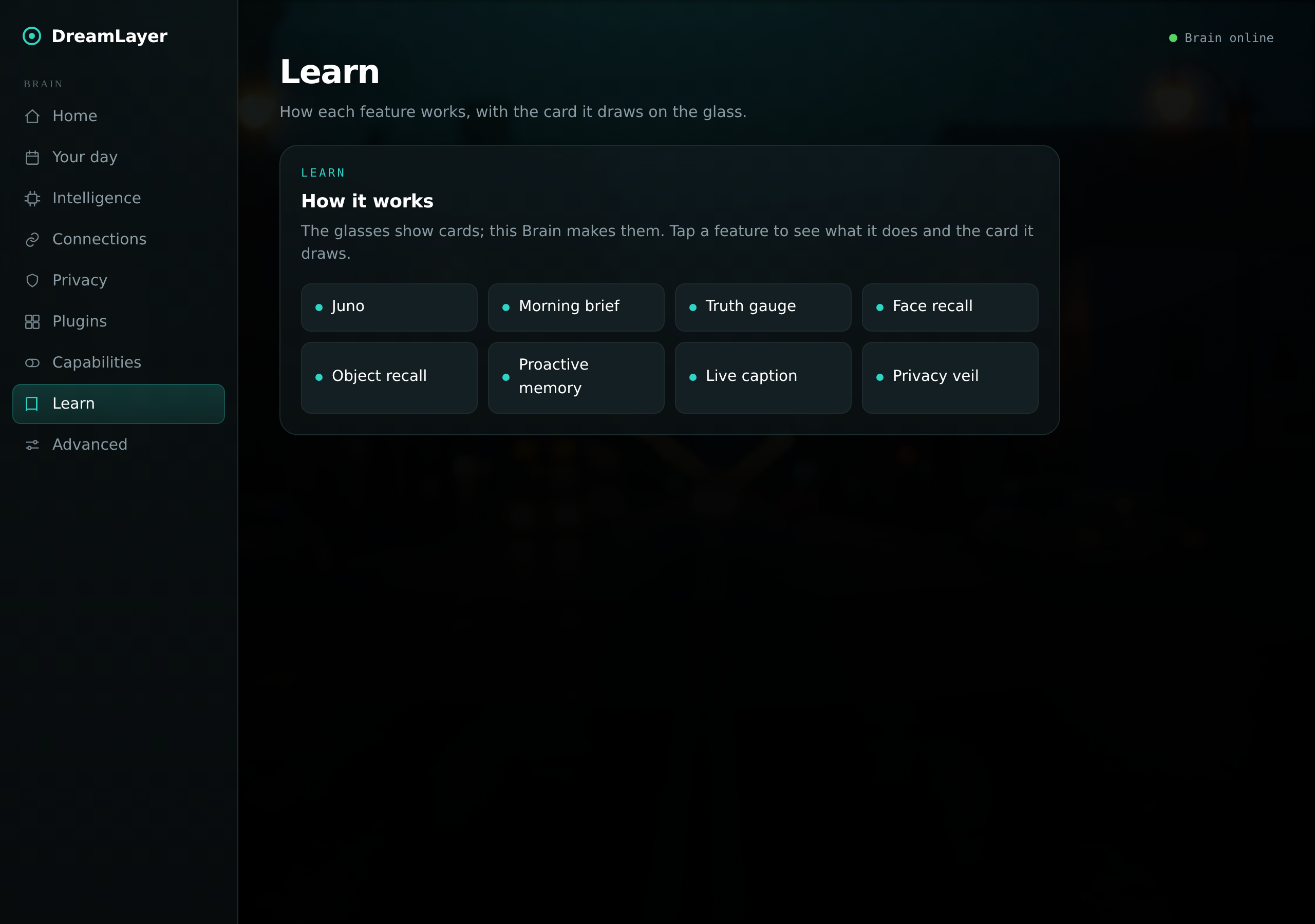 Learn — in-app explainers