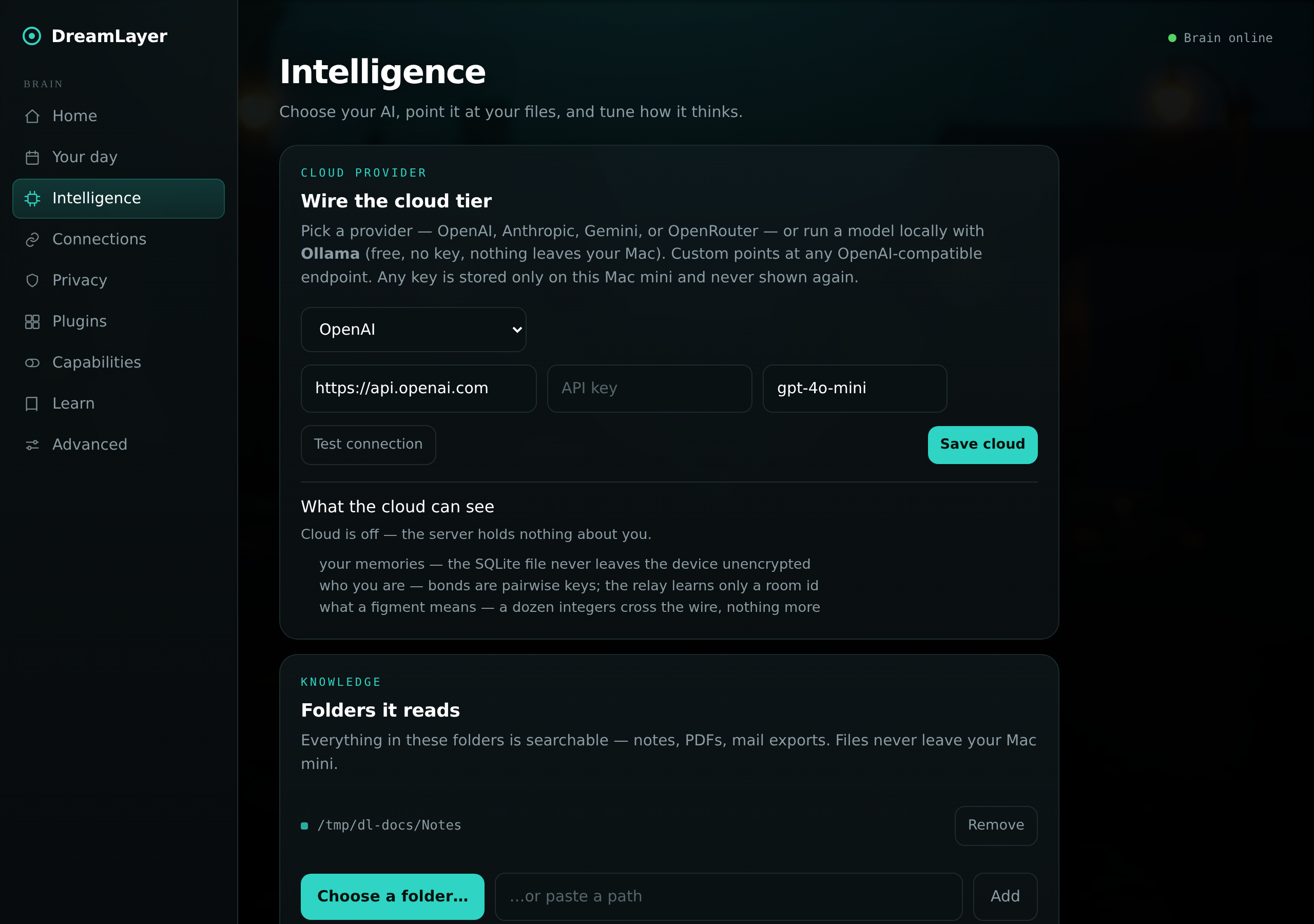 Intelligence — folders, ask your stuff, and the model